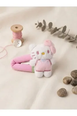 happyaksesuar Hello Kitty Figürlü Peluş 10 cm Çocuk Çıt Çıt Toka