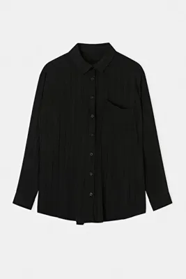 Drop by TrendyolMilla Siyah Tek Cepli Rahat Kalıp Gömlek TDRSS26GO00098