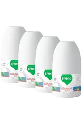 Siveno %100 Doğal Roll-On Teen Girl Genç Kız Deodorant Ter Kokusu Önleyici Bitkisel Lekesiz 50 ml X 4 Adet
