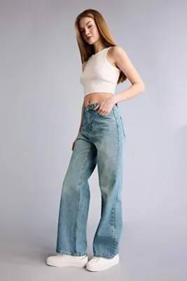 Defacto 90's Wide Leg Yüksek Bel Boru Paça Jean Pantolon H5413AX26HS