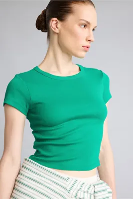 Defacto Fitted Bisiklet Yaka Ribana Basic Tişört