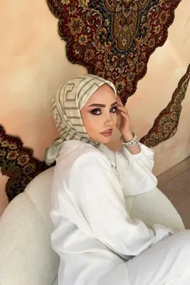 KUQOS Labirent Deseni Aqua Soft Eşarp