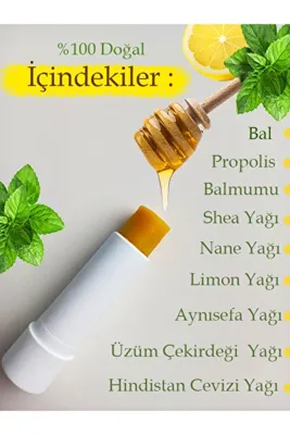 Petekoğlu Dudak Kremi Doğal Lip Balm Dudak Koruyucu Dudak Onarıcı Propolis Nane Limon Yağı Krem.