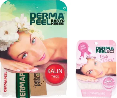 DERMAPEEL Kalın Banyo Kesesi + Pink Touch Yüz Kesesi Beyaz