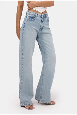 It's Basic Kadın Açık Kot Doris 4s6-32 Straight Fit Yüksek Bel Denim Jean