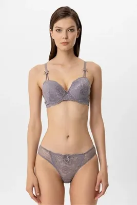 Pierre Cardin Balenli Push-Up Destekli Dantel Detaylı Sütyen Takımı Kutulu