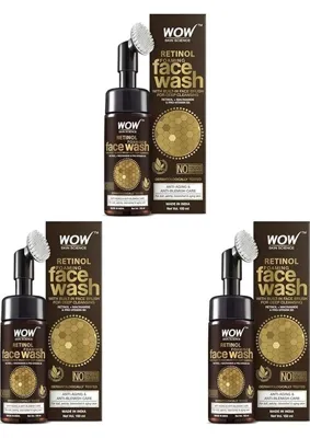 WOW Skin Science Retinol Yüz Temizleme Köpüğü ve Dahili Fırça-Ince Çizgiler, Lekeler Bakım