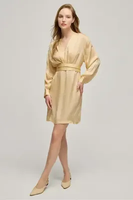Silk and Cashmere Bej Jas Cupro Kadın Elbise