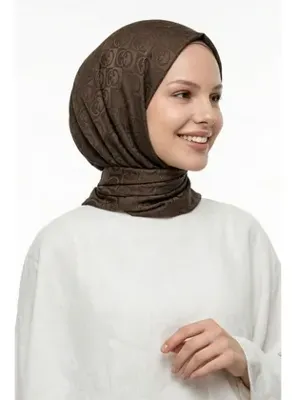 InStyle G Desen Kahverengi Jakarlı Pamuk Şal
