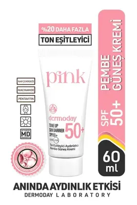 Dermoday Ton Eşitleyici Aydınlatıcı Pembe Güneş Kremi SPF50+ Hyalüronik Asit & Nar Çekirdeği 60 ml
