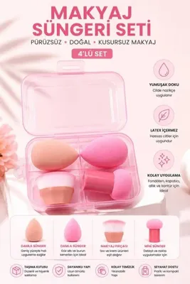 GulFlower Makyaj Süngeri Seti 4'Lü Pembe