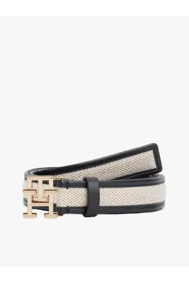 Tommy Hilfiger TH LOGO 2.5 CANVAS, DW6 Siyah Kadın Kemer