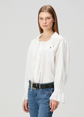 Polo Ralph Lauren Beyaz Büzgü Detaylı Gömlek