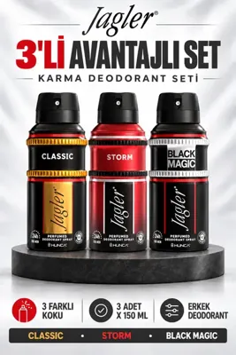 Jagler 3'lü Deodorant Seti - Classic & Storm & Black Magic