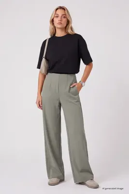 TOMMY LIFE Koyu Bej Rahat Form Kadın Palazzo Pantolon - 94689