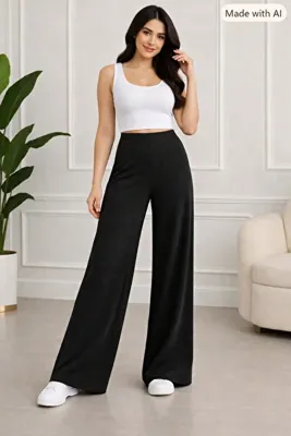 Umay moda 59 Kadın Yüksek Bel- Palazzo Pantolon -Oysh Kumaş -Bol Paça -Şık Rahat Kesim