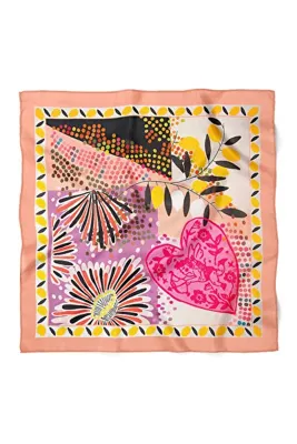 nehir eşarp Kalp & Yaprak Desen Bandana Fular 50 x 50 Cm