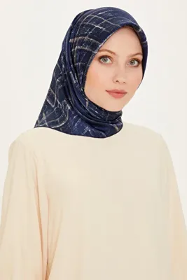 ARMİNE Geometrik Desenli Twill Saf İpek Eşarp 9219D 05