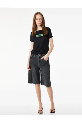 Koton Slim Fit Kısa Kollu Bisiklet Yaka Modal Karışımlı Baskılı Tişört