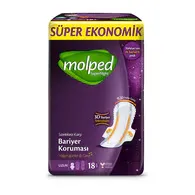 Molped Supernight Uzun Süper Ped 18 li Ekonomik Seçenek ile Gece Kullanımda Sızıntı Önleyici