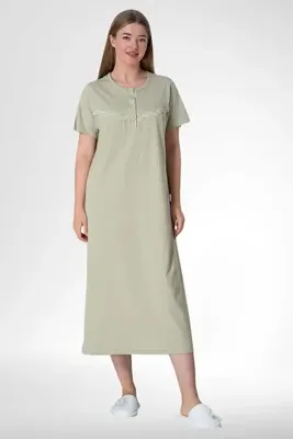 Mecit Pijama Mecit 5825 Yeşil Büyük Beden Kadın Gecelik