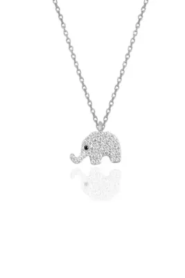 Söğütlü Silver Gümüş Rodyumlu Zirkon Taşlı Fil Modeli Kolye Sgtl10229fil