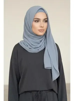 Aisha`s Design Kaymaz Penye İçli, Şifon Şal,PS-62 Gri 2 - Gri