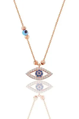 Söğütlü Silver Gümüş Rose Dorica Toplu Göz Modeli Kolye Sgtl8857