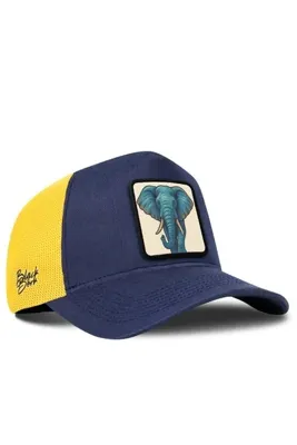 BlackBörk Fil Logolu Cordura Lacivert-Sarı Trucker Şapka