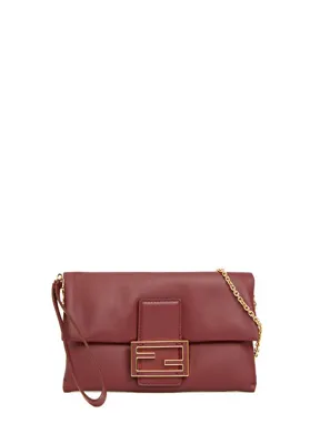 Fendi Mamma Baguette Bordo Kadın Deri Çanta