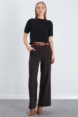 Fulla Moda Kemerli Balıksırtı Palazzo Pantolon