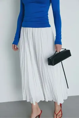 Suud Collection Ekru Donette Piliseli Etek