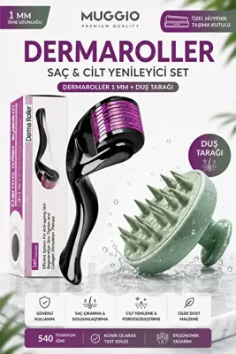 Muggio Dermaroller ve Duş Masaj Tarağı 2'li Saç ve Vücut Yenileyici Set
