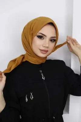 Melodi Scarf Kadın Tesettür Pratik Bambu Kraş Eşarp Hardal