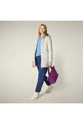 Save The Duck Rachel Kadın Mont, Kalın, Mat Kumaş, Uzun, Regular Fit, Bej