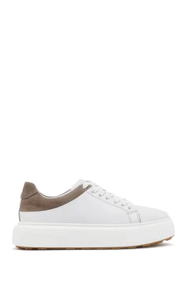 Derimod Erkek Beyaz Deri Kalın Tabanlı Sneaker