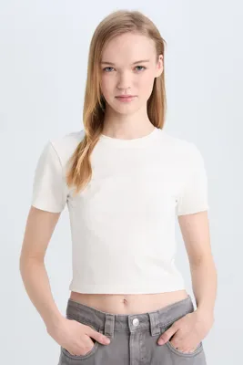 Defacto Fitted Bisiklet Yaka Basic Tişört