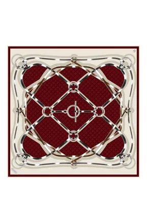 Poanes Marin Monogram Desenli Twill İpek Kadın Eşarp