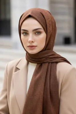 Vissona KREP DOKU DESENLİ BAKIR RENKLİ 75X195 KIRIŞMAZ ŞAL