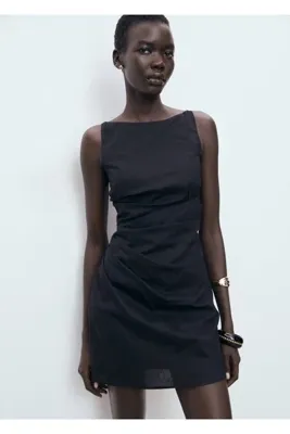 MANGO Woman Drape keten elbise
