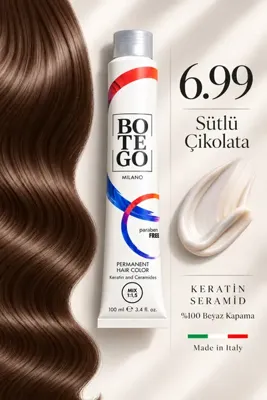botegohair Profesyonel Kalıcı Krem Saç Boyası - 7.11 Yoğun Küllü Kumral - 100 ml – Keratin ve Seramid İçeren