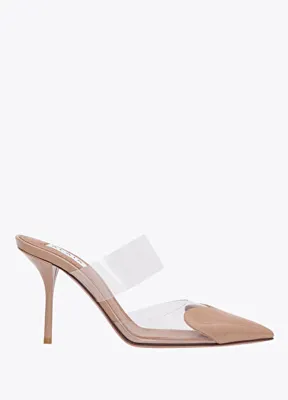 Alaïa Heart Bej Kadın Deri Terlik
