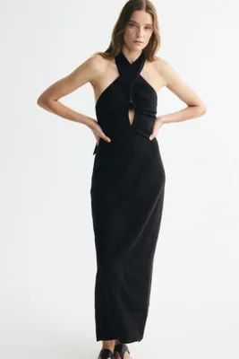 H&M Halter Yaka Keten Elbise
