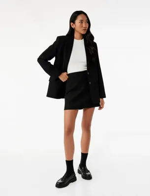 Koton Slim Fit A Kesim Tüvit Mini Etek