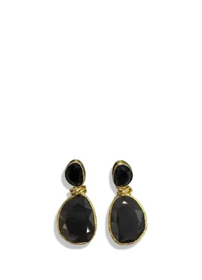 La Pluie Nodo Black Earrings 22 Ayar Altın Kaplama Kadın Küpe