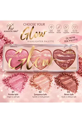 RS Ronassi Cosmetics Romantic Bird 3’lü kalp highlighter paleti