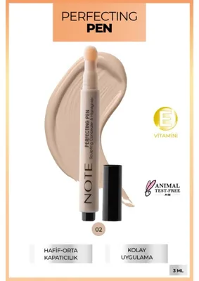 Note Cosmetics NOTE 02 Warm Rose Perfecting Pen Aydınlatıcı Etkili Kalem Göz Altı Kapatıcısı Hafif-Orta Kapatıcılık