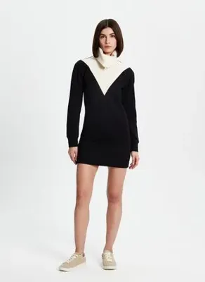 Bassigue Siyah Mini Sweater Elbise