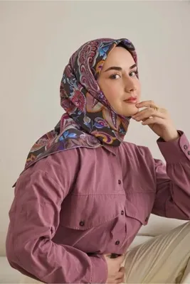 Silk Home Tivil Saf İpek IST 11504 - 02 Kamuflaj Yeşili Etnik Desen