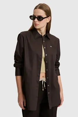 U.S. Polo Assn. Kadın Koyu Kahverengi Uzun Kollu Gömlek 50329499-VR084